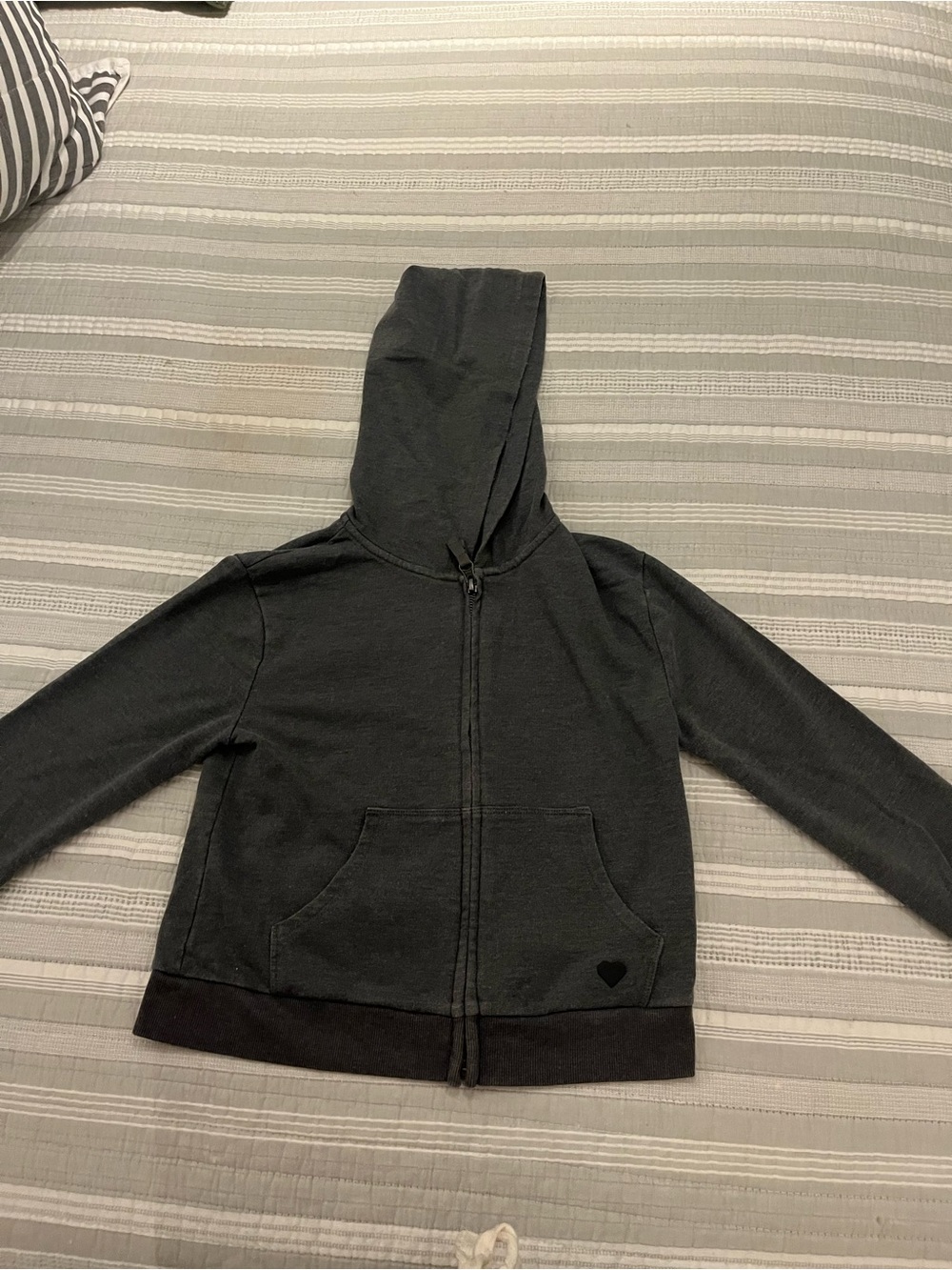 Cat & Jack Dark Gray Zip Hoodie with Heart Accent